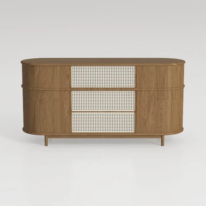 MUPATER Bamboo Waveform Door Sideboard, Accent