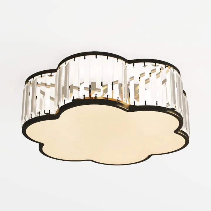 Modern Crystal Chandelier 4 Lights Black Semi
