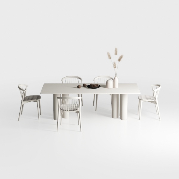 Halseey Rectangular White Wood 63 in. Pedestal Din