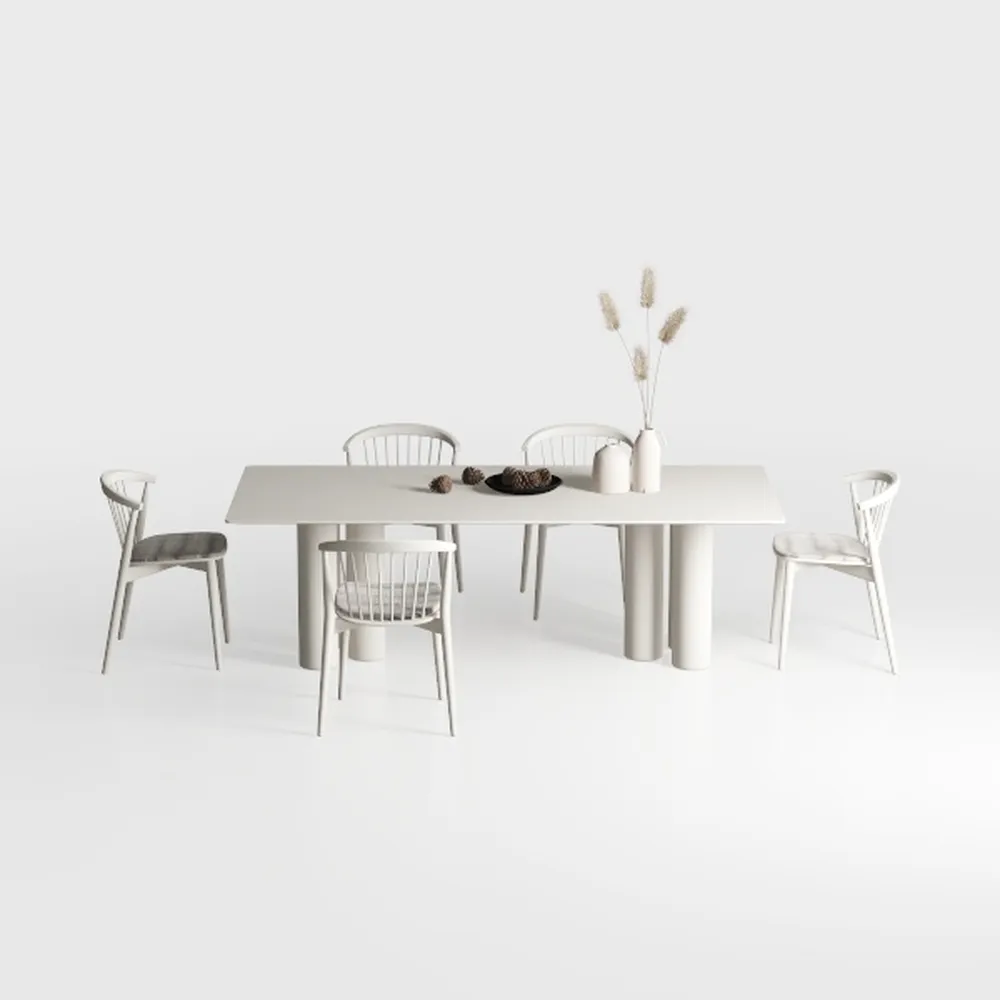 Halseey Rectangular White Wood 63 in. Pedestal Din