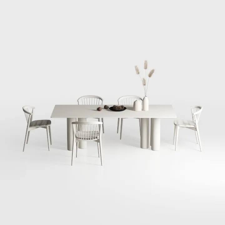 Halseey Rectangular White Wood 63 in. Pedestal Din