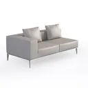 Modern Minimalist Fabric Metal Leg Two Seat Sofa 3D Model Right 45 Degree View