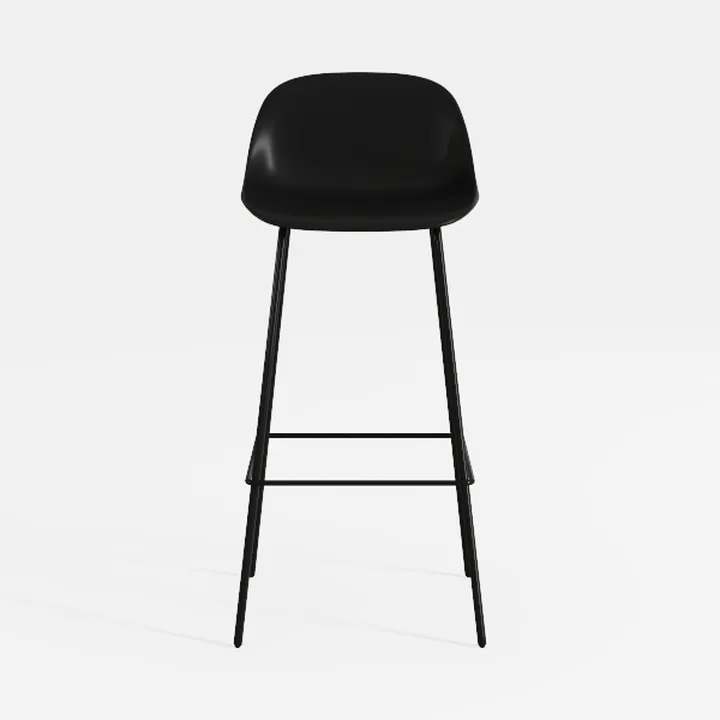 Minimalist Black Plastic Metal Bar Stool 3D Model