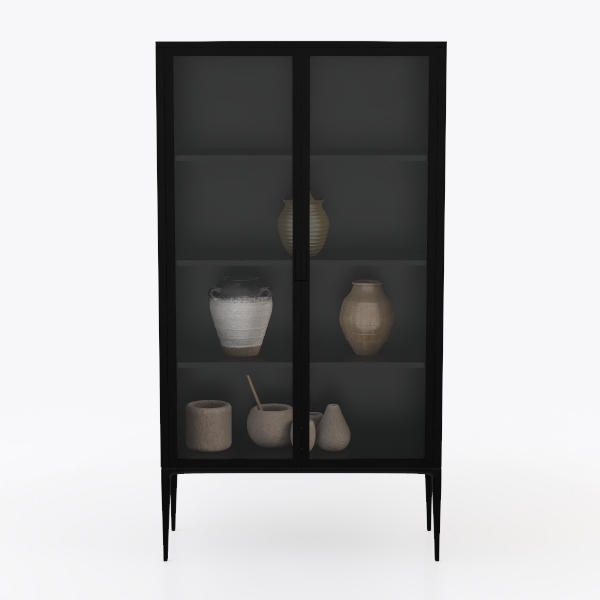71 inches Black Metal Storage Cabinet with Doors