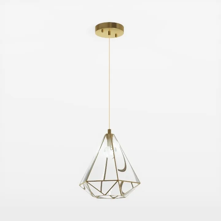 Modern Brass Glass Geometric Pendant Lamp 3D Model