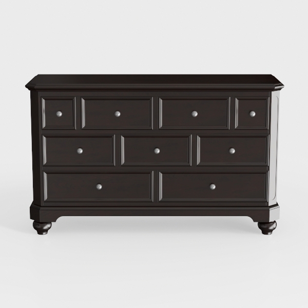 Black 6 Drawer Dresser, Vintage Chest of Drawers