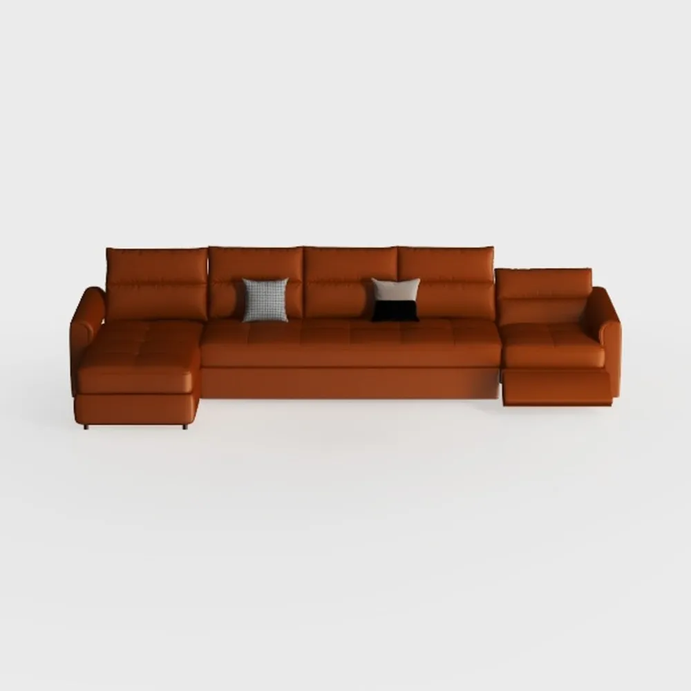 Leather Sectional Chaise Sofa U-Shaped Modern Sofa