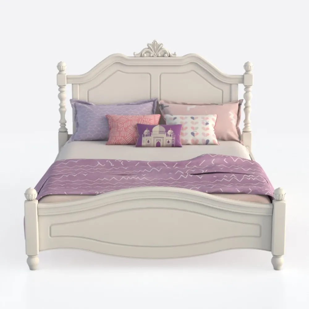 Pemberly Row Upholstered Velvet Queen Bed in Ivory