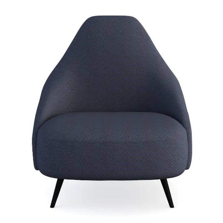 Modern Dark Blue Fabric Upholstered Accent Armchair 3D Model