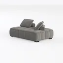 Minimalist Gray Fabric Tufted Chaise Lounge Sofa 3D Model Left 45 Degree View