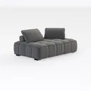 Minimalist Gray Fabric Tufted Chaise Lounge Sofa 3D Model Right 45 Degree View