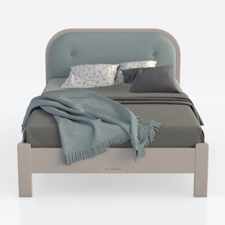 Modern Minimalist Upholstered Fabric Bed With Tufted Headboard 3D Model
