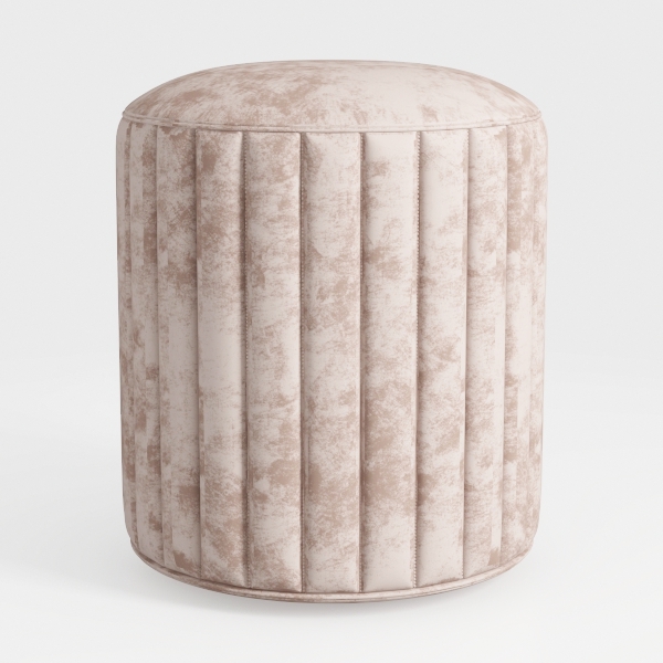 Beige Round Velvet-Feel Upholstered Foot Stool Ott