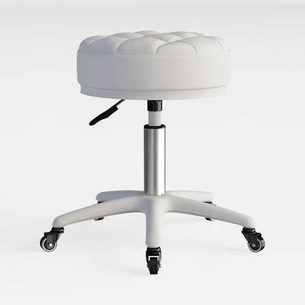 PU Leahter Rolling Stool Height Adjustable Round