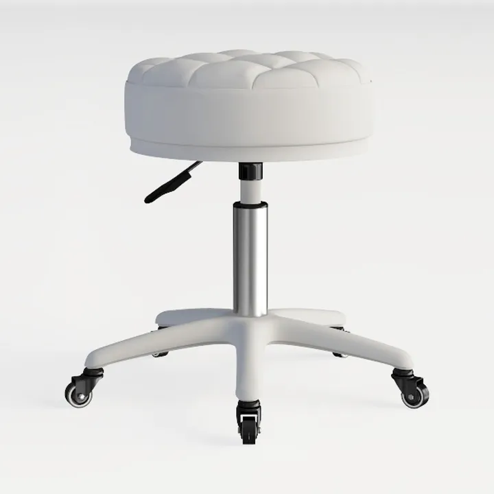 PU Leahter Rolling Stool Height Adjustable Round