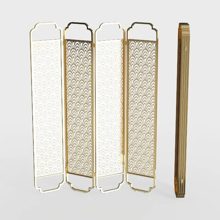Luxury Gold Metal Art Deco Decorative Room Divider Screen 3D Model