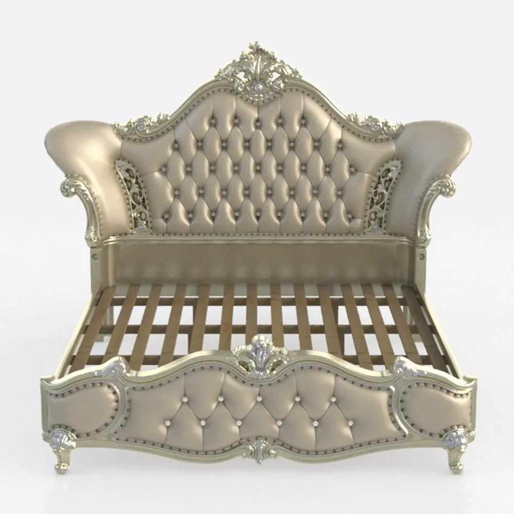 Acme Gorsedd Tufted Queen Panel Bed in Cream Fabri