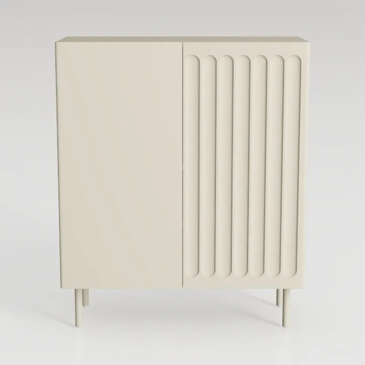 Minimalist Solid Wood Fluted Accent Cabinet 3D Model