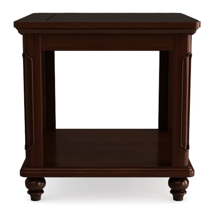 Traditional Solid Walnut Wood End Table With Lower Shelf Turned Legs 3D Model