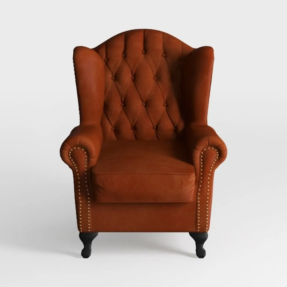 Kmax Cream Accent Chair Velvet Wingback Chair with