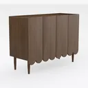 Minimalist Scalloped Solid Wood Sideboard 3D Model Right 45 Degree View