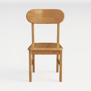 Minimalist Solid Oak Wood Dining Chair 3D Model