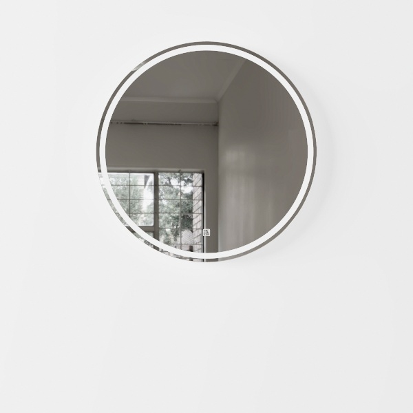 Single Beveled Edge Circle Mirror Frameless Wall