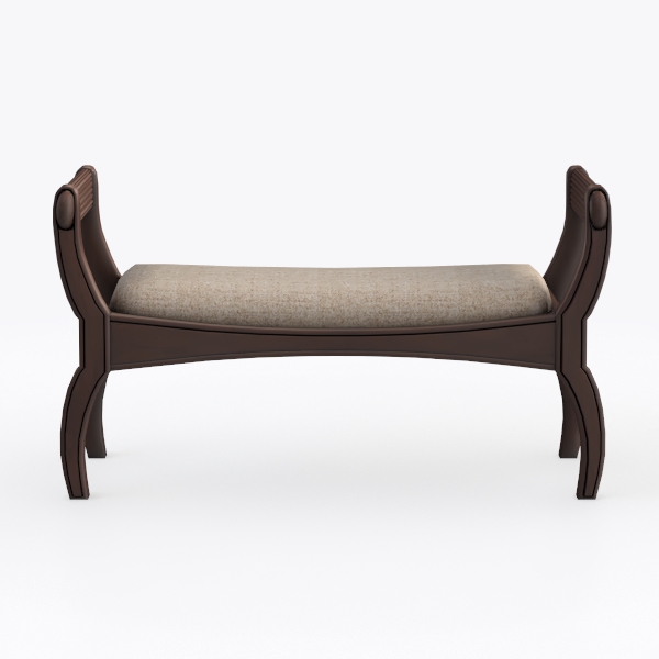 PREMIER Housewares 2403247 Sedile Curvo con Copertura Miscela di Lino Naturale e Cotone e Gambe MDF Scuro con Finitura in PVC