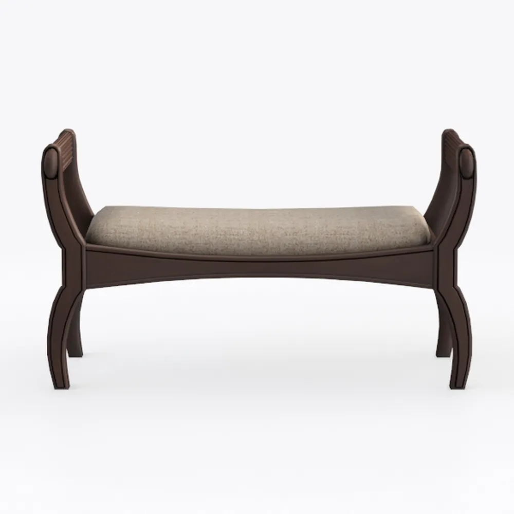 PREMIER Housewares 2403247 Sedile Curvo con Copertura Miscela di Lino Naturale e Cotone e Gambe MDF Scuro con Finitura in PVC