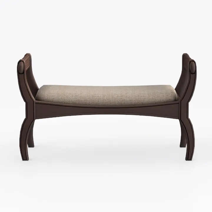 PREMIER Housewares 2403247 Sedile Curvo con Copertura Miscela di Lino Naturale e Cotone e Gambe MDF Scuro con Finitura in PVC