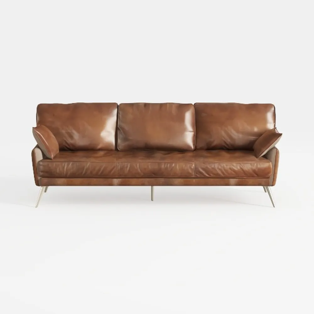 ovios Luxury 3 Seater Sofa with Faux Leather,Mid