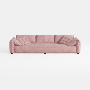 Minimalist Pink Fabric Extra Large Sofa 3D Model