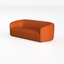 Modern Orange Leather Channel Tufted Sofa With Gold Trim 3D Model Left 45 Degree View