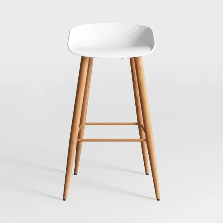Modern Minimalist White Plastic Oak Bar Stool 3D Model