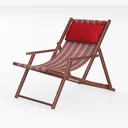 Solid Wood Striped Fabric Folding Beach Chair 3D Model Left 45 Degree View