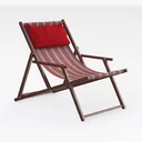 Solid Wood Striped Fabric Folding Beach Chair 3D Model Right 45 Degree View