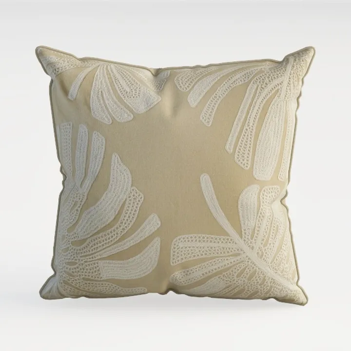 Minimalist Neutral Fabric Embroidered Throw Pillow 3D Model