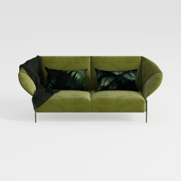 HollyHOME Divano 2 Posti Salotto Divano Piccolo con Gambe in Legno 117cm Velluto Due Posti Divano Relax per Camera da Letto Soggiorno Ufficio Dormitorio, Verde