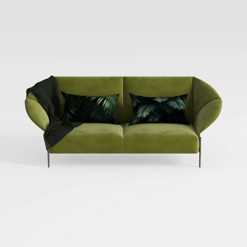 HollyHOME Divano 2 Posti Salotto Divano Piccolo con Gambe in Legno 117cm Velluto Due Posti Divano Relax per Camera da Letto Soggiorno Ufficio Dormitorio, Verde