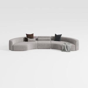 Minimalist Boucle Fabric Curved Sectional Sofa 3D Model