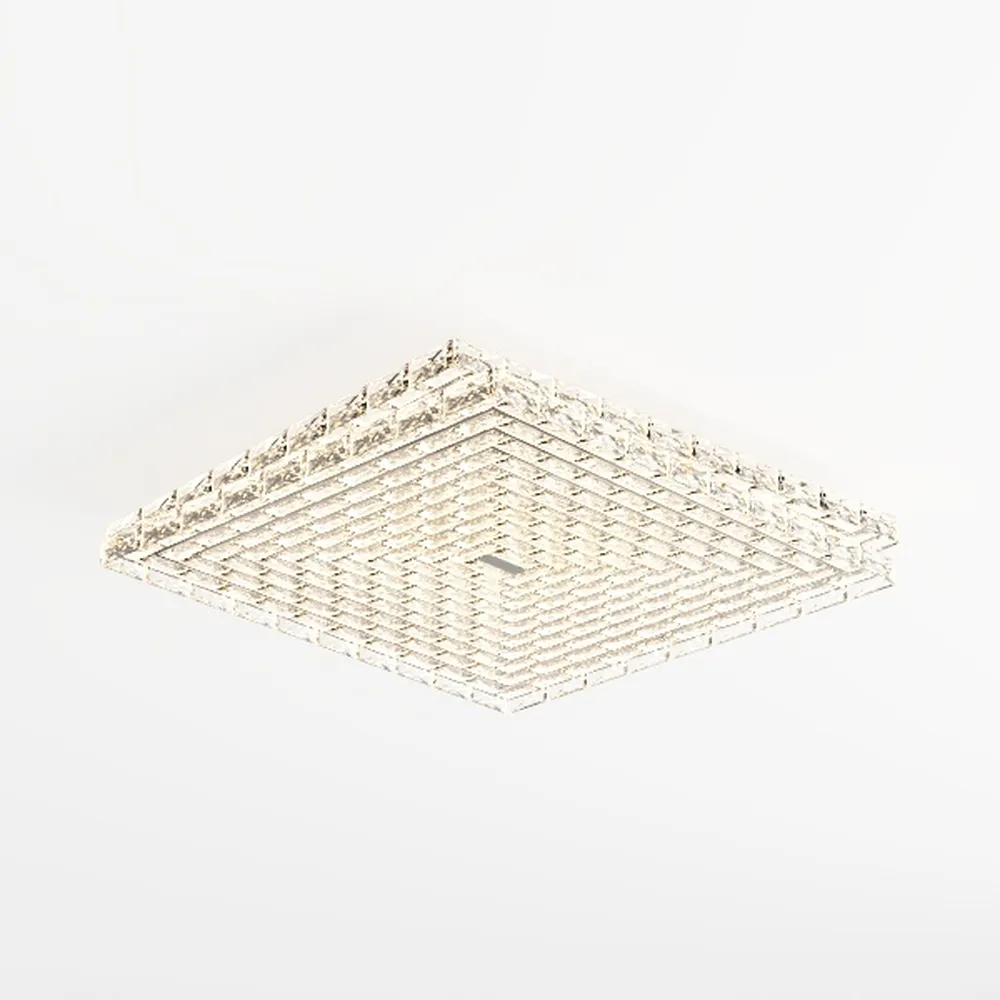 20" Gold Square Flush Mount Crystal Ceiling Light 