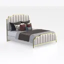 Modern Luxury Leather Gold Trim Upholstered King Bed 3D Model Right 45 Degree View