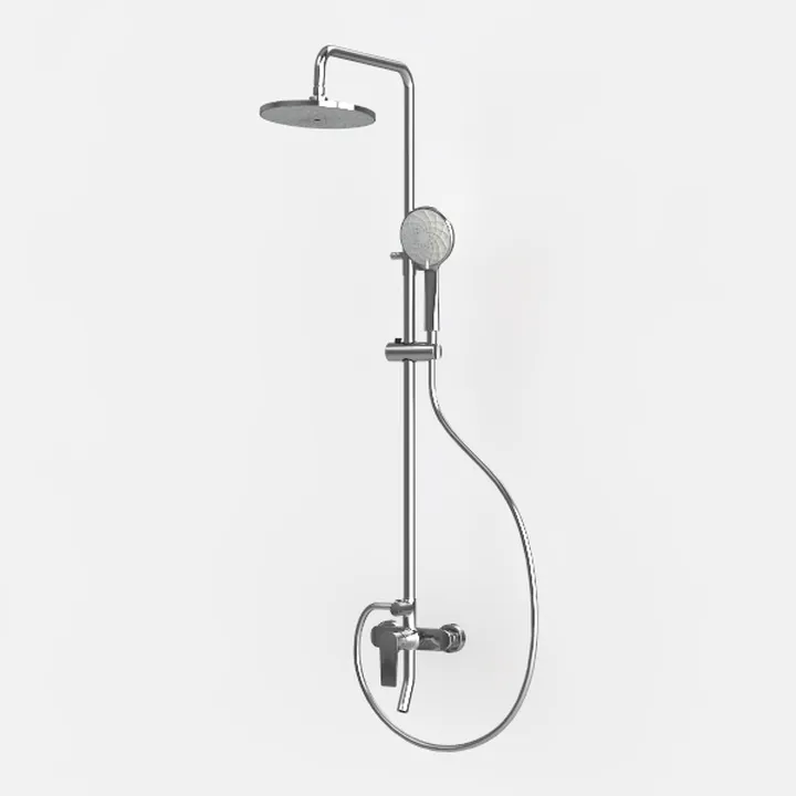 Polished Chrome Metal Wall Mounted Shower System 3D Model