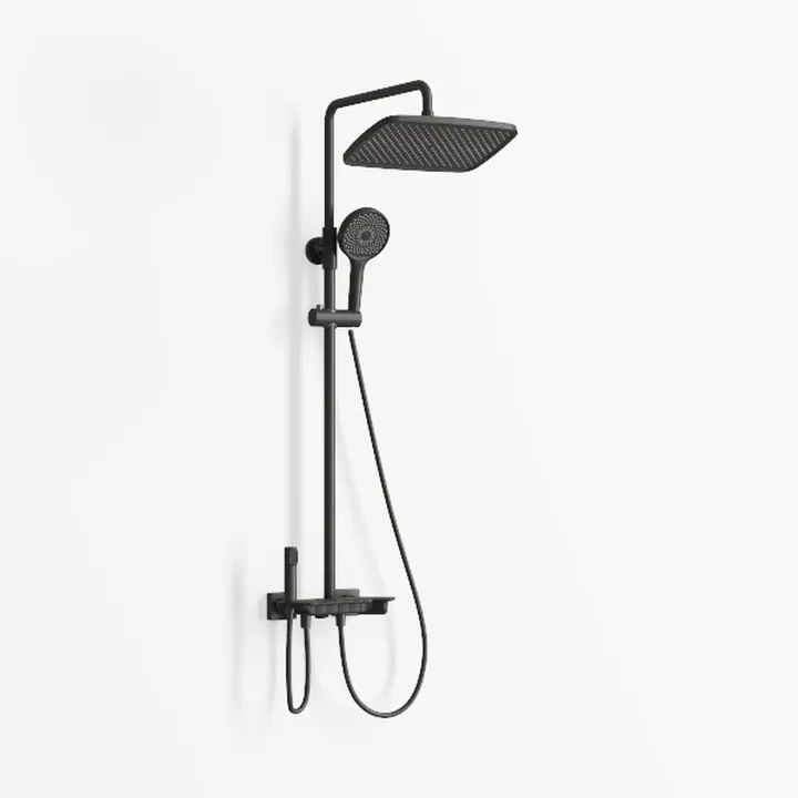 Matte Black Wall Mounted Dual Spray Shower System 3D Model