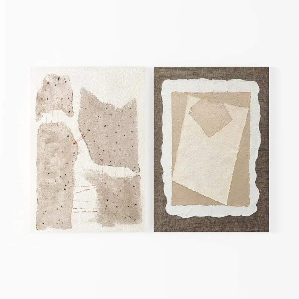 NBAODAN White and Gold Wall Art Abstract Canvas