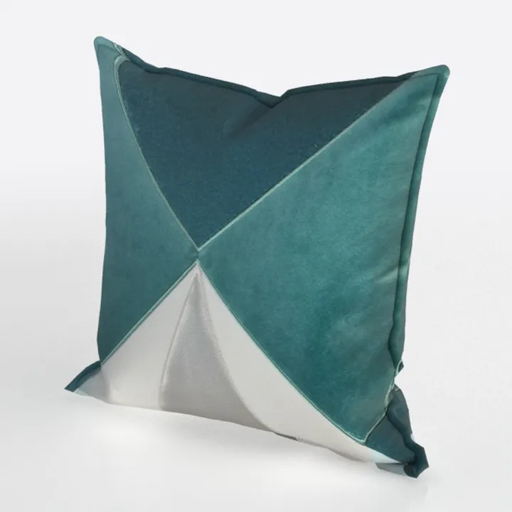 Minimalist Teal Velvet Decorative Throw Pillow 3D Model