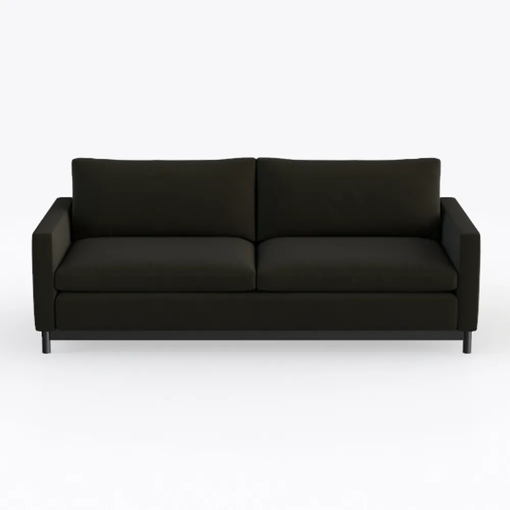 Leather Sofa Modern Couch with Wooden Legs for Liv