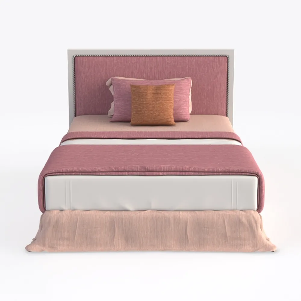 Samuele Pink Blush Velvet Platform Queen Bed