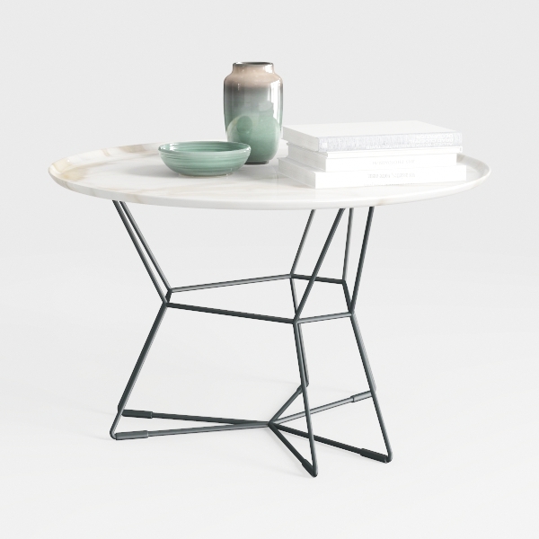 Ramona White Marble Top Round Dining Table