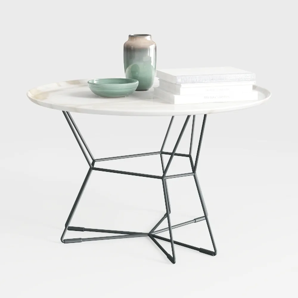 Ramona White Marble Top Round Dining Table